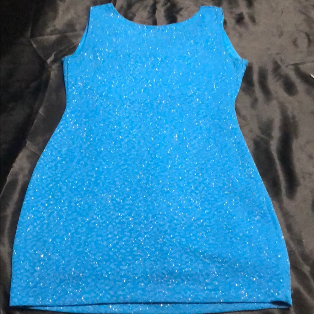 Sparkly Party Dress - aqua with silver sparkle